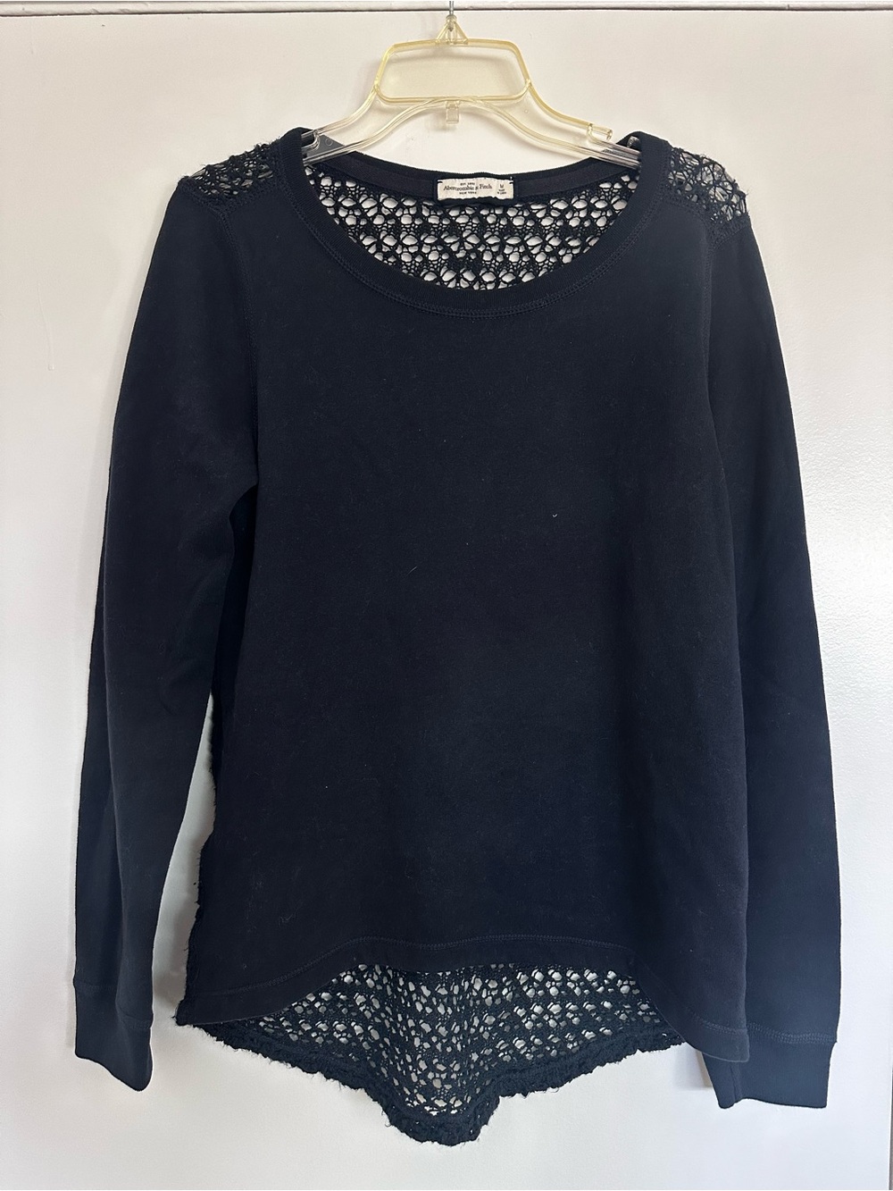 Abercrombie & Fitch Navy Blue Crochet-Back Long Sleeve Sweatshirt